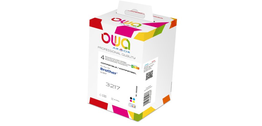 Pack de 4 cartouches OWA Compatible Brother LC3217 Noir Cyan Magenta Jaune pour imprimante jet d'encre