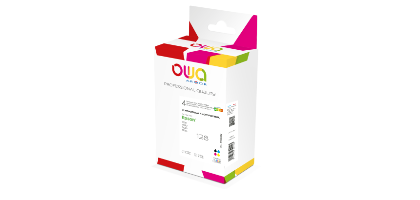 Pack de 4 cartouches d'encre remanufacturées OWA - standard - Noir Cyan Magenta Jaune - pour EPSON T1281, T1282, T1283, T1284