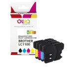 Pack de 4 cartouches d'encre remanufacturées OWA - standard - Noir Cyan Magenta Jaune - pour BROTHER LC1100 B, LC1100 C, LC1100 M, LC1100 Y