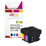 DE_Pack de 4 cartouches d'encre remanufacturées OWA - standard - Noir Cyan Magenta Jaune - pour BROTHER LC1100 B, LC1100 C, LC1100 M, LC1100