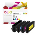 Pack de 4 cartouches d'encre remanufacturées OWA - haute capacité - Noir Cyan Magenta Jaune - pour HP 934XL B, 935XL C, 935XL M, 935XL Y