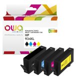 Pack de 4 cartouches d'encre remanufacturées OWA - haute capacité - Noir Cyan Magenta Jaune - pour HP 934XL B, 935XL C, 935XL M, 935XL Y