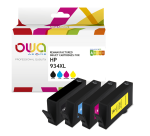 Pack de 4 cartouches d'encre remanufacturées OWA - haute capacité - Noir Cyan Magenta Jaune - pour HP 934XL B, 935XL C, 935XL M, 935XL Y