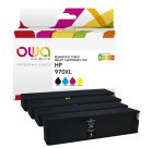 Pack de 4 cartouches d'encre remanufacturées OWA - haute capacité - Noir Cyan Magenta Jaune - pour HP 970XL B, 971XL C, 971XL M, 971XL Y