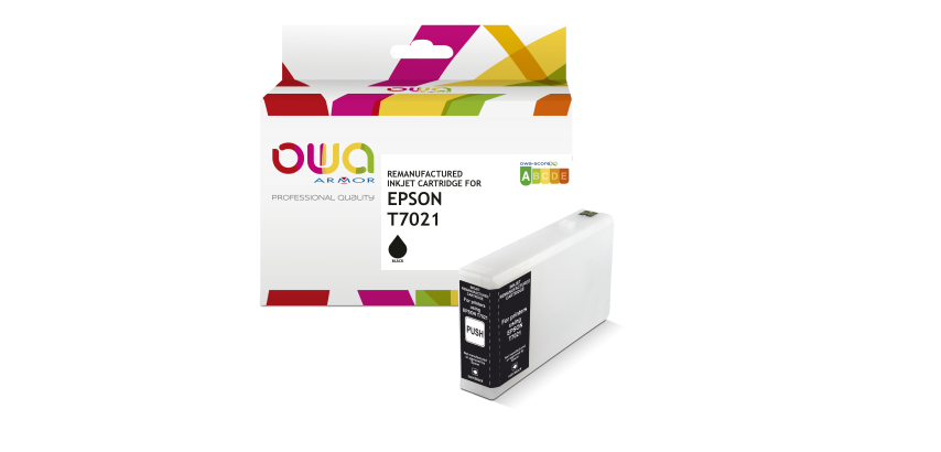 Cartouche d'encre remanufacturée OWA - standard - Noir - pour EPSON T7021