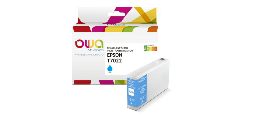 Cartouche d'encre remanufacturée OWA - standard - Cyan - pour EPSON T7022