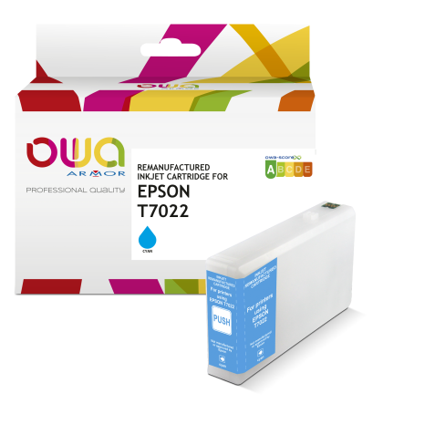 Cartouche d'encre remanufacturée OWA - standard - Cyan - pour EPSON T7022