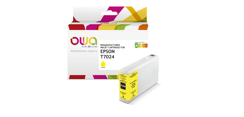 Cartouche d'encre remanufacturée OWA - standard - Jaune - pour EPSON T7024