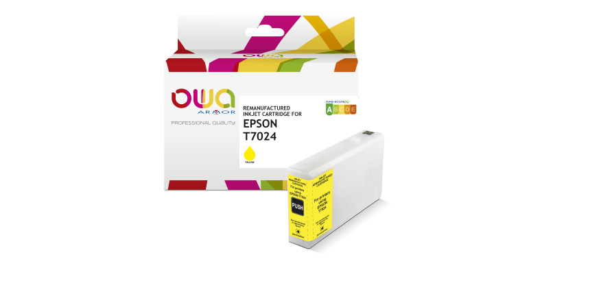 Cartouche d'encre remanufacturée OWA - standard - Jaune - pour EPSON T7024