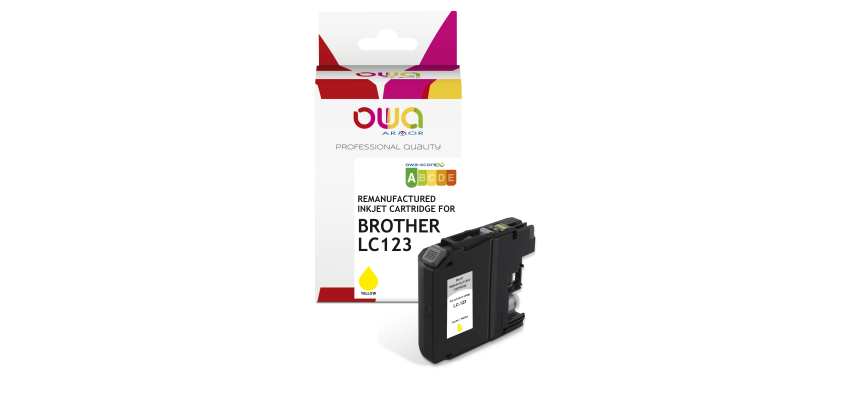 Cartouche d'encre remanufacturée OWA - standard - Jaune - pour BROTHER LC123 Y