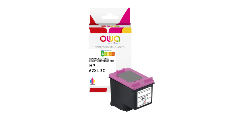 OWA Remanufactured Ink Cartridge - High Capacity - 3 Colors - for HP 62XL 3C