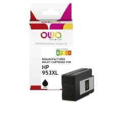 Cartouche d'encre remanufacturée OWA haute capacité noir compatible HP 953XL pour imprimante jet d'encre