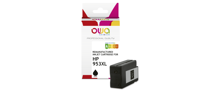 Cartouche d'encre remanufacturée OWA haute capacité noir compatible HP 953XL pour imprimante jet d'encre