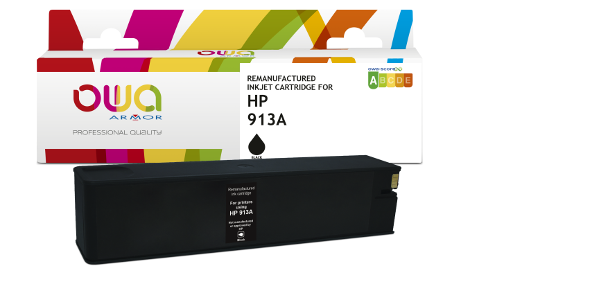 Cartouche d'encre remanufacturée OWA - standard - Noir - pour HP 913A