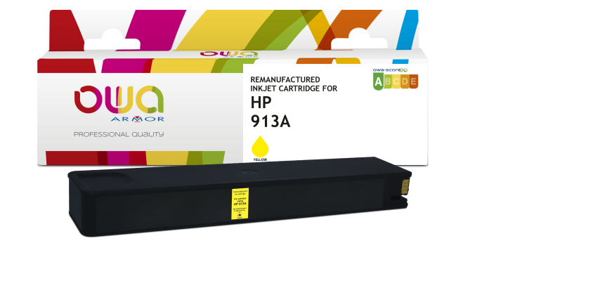 Cartouche d'encre remanufacturée OWA - standard - Jaune - pour HP 913A