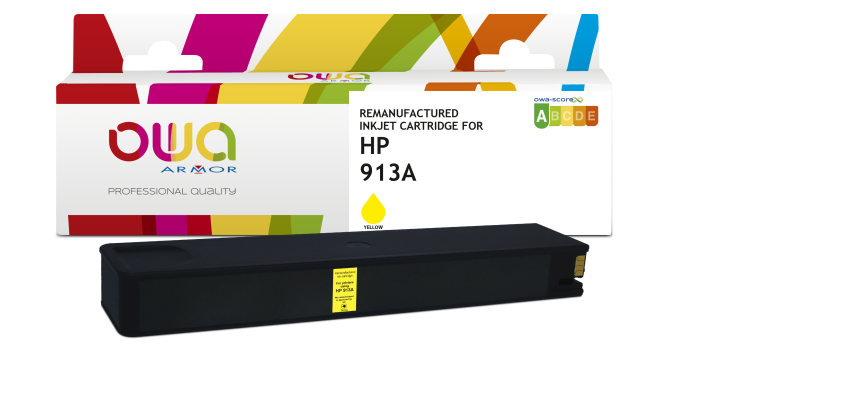Cartouche d'encre remanufacturée OWA - standard - Jaune - pour HP 913A