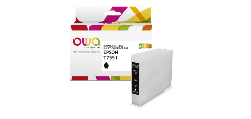 Cartouche d'encre remanufacturée OWA - haute capacité - Noir - pour EPSON T7551