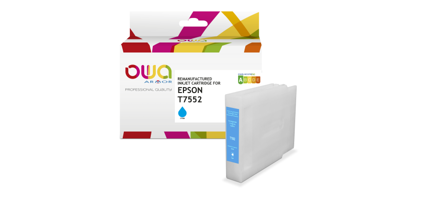Cartouche d'encre remanufacturée OWA - haute capacité - Cyan - pour EPSON T7552
