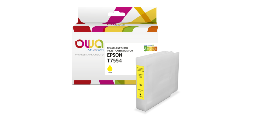Cartouche d'encre remanufacturée OWA - haute capacité - Jaune - pour EPSON T7554