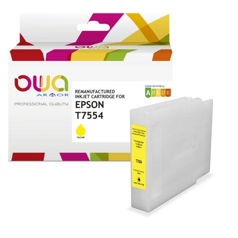 Cartouche d'encre remanufacturée OWA - haute capacité - Jaune - pour EPSON T7554