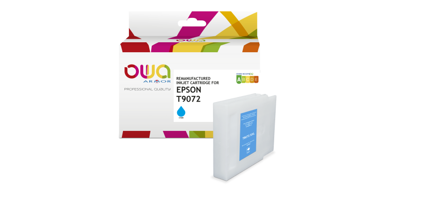 Cartouche d'encre remanufacturée OWA - haute capacité - Cyan - pour EPSON T9072