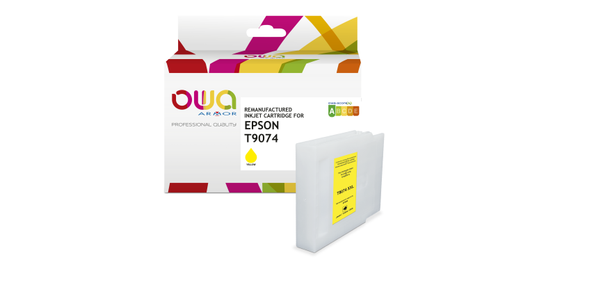 Cartouche d'encre remanufacturée OWA - haute capacité - Jaune - pour EPSON T9074
