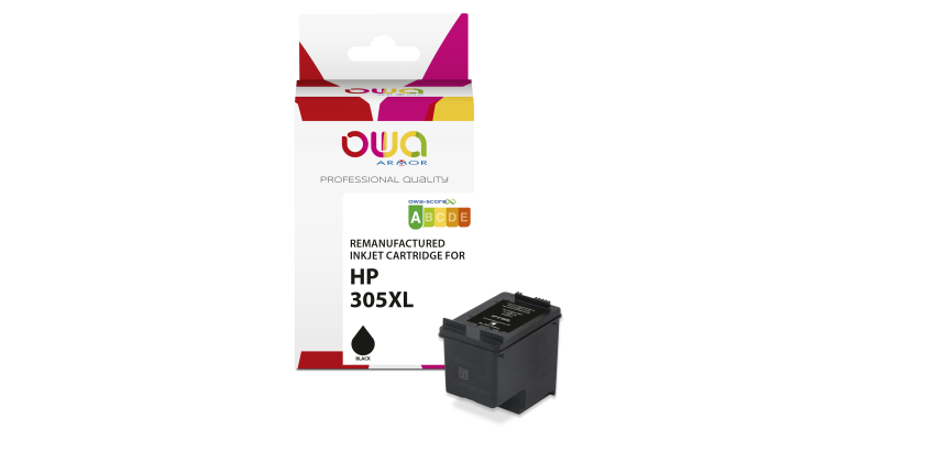 Cartouche d'encre remanufacturée OWA - haute capacité - Noir - pour HP 305XL