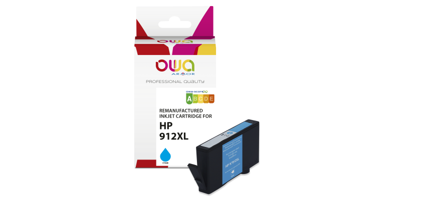 Cartouche d'encre remanufacturée OWA - haute capacité - Cyan - pour HP 912XL
