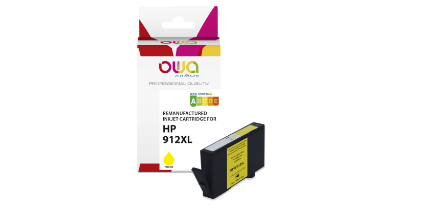 Cartouche d'encre remanufacturée OWA - haute capacité - Jaune - pour HP 912XL