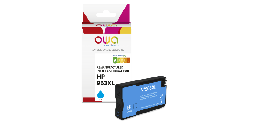 Cartouche d'encre remanufacturée OWA - haute capacité - Cyan - pour HP 963XL