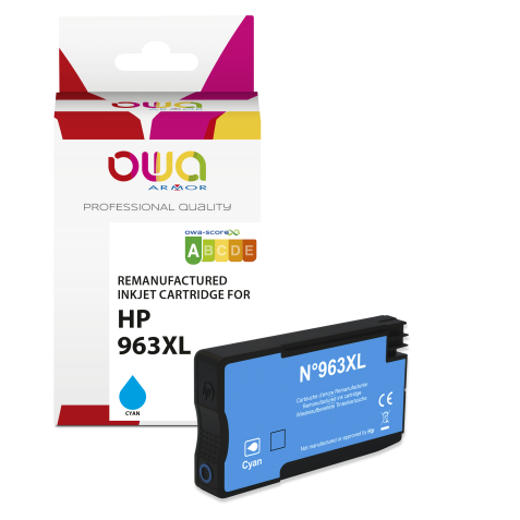 Cartouche d'encre remanufacturée OWA - haute capacité - Cyan - pour HP 963XL