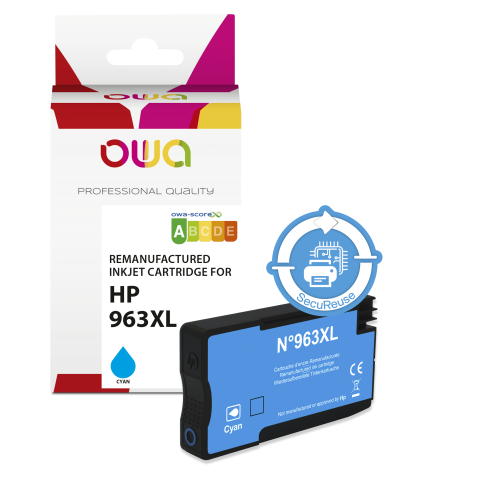 Cartucho de tinta remanufacturado OWA - alta capacidad - Cian - para HP 963XL