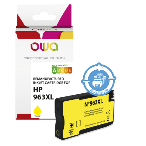 Cartucho de tinta remanufacturado OWA - alta capacidad - Amarillo - para HP 963XL