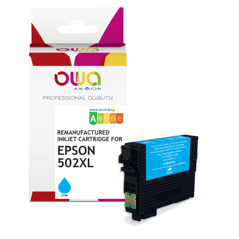 Cartouche d'encre remanufacturée OWA - haute capacité - Cyan - pour EPSON 502XL