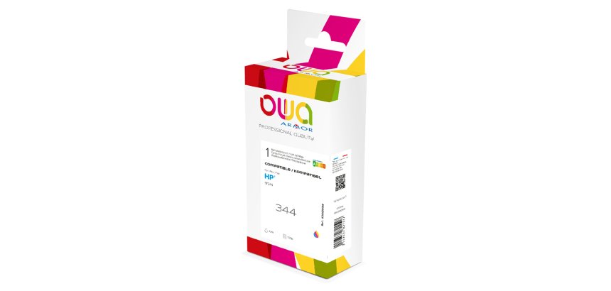 Cartouche 3 couleurs OWA compatible HP 344 Cyan Magenta Jaune pour imprimante jet d'encre