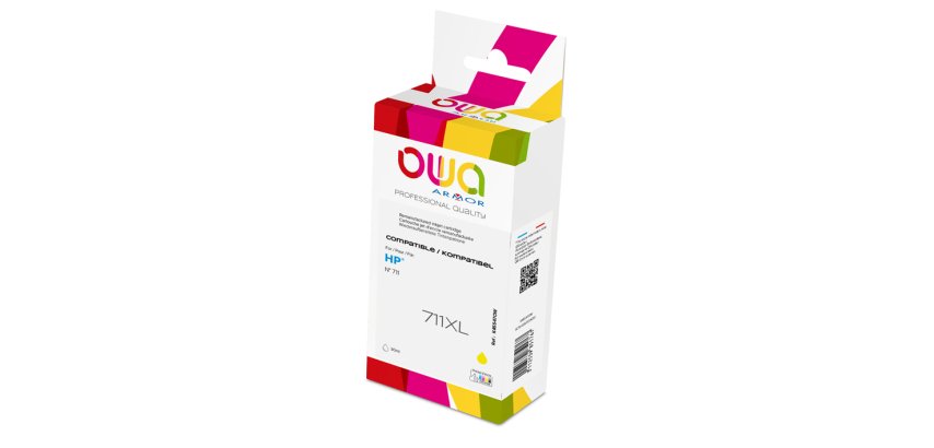 Cartouche d'encre traceur remanufacturée OWA - haute capacité - Jaune - pour HP CZ132A