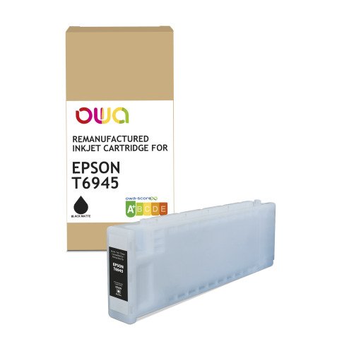 Cartouche d'encre traceur remanufacturée OWA - haute capacité - Noir Mat - pour EPSON T6945