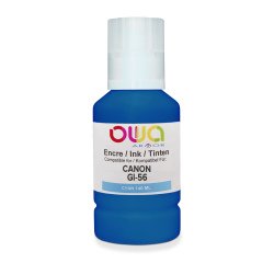EN_Bouteille d'encre compatible OWA - standard - Cyan - pour CANON GI-56 C