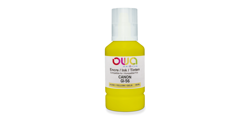 Bouteille d'encre compatible OWA - standard - Jaune - pour CANON GI-56 Y