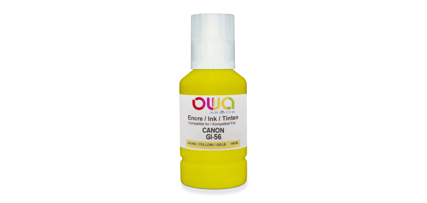 Bouteille d'encre compatible OWA - standard - Jaune - pour CANON GI-56 Y