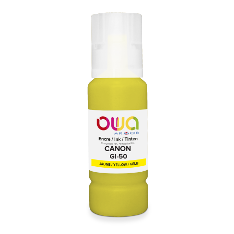 Bouteille d'encre compatible OWA - standard - Jaune - pour CANON GI-50 Y