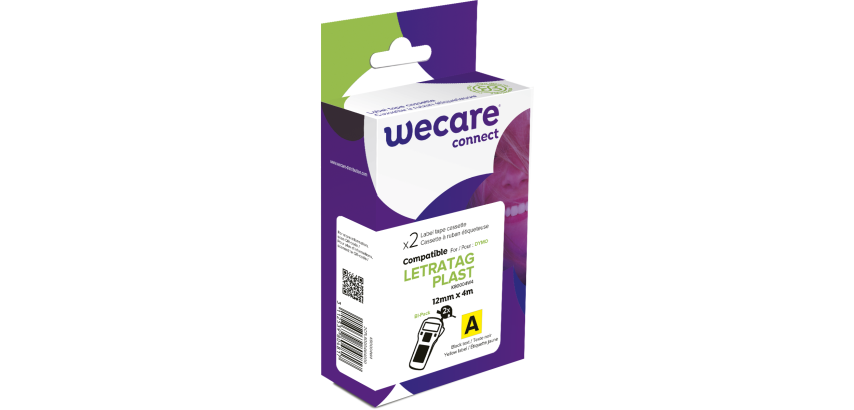 Pack de 2 consommable étiqueteuse WECARE - standard - Noir/Jaune - pour DYMO 91202