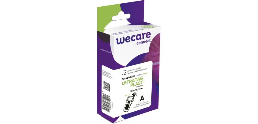 Pack de 2 consommable étiqueteuse WECARE - standard - Noir/Blanc - pour DYMO 91221, 91201