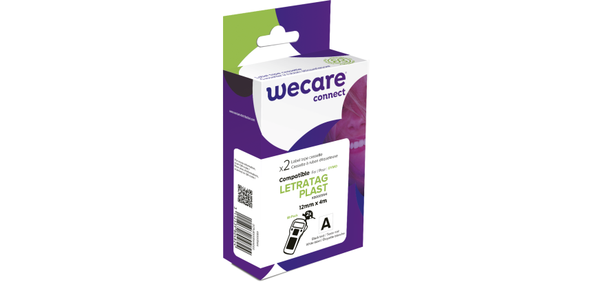Pack de 2 consommable étiqueteuse WECARE - standard - Noir/Blanc - pour DYMO 91201
