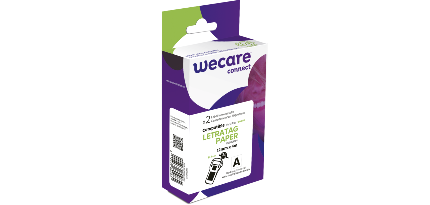 Pack de 2 consommable étiqueteuse WECARE - standard - Noir/Blanc - pour DYMO 91200