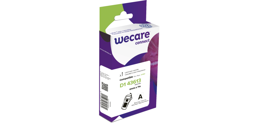 Consommable étiqueteuse WECARE - standard - Noir/Blanc - pour DYMO 43613