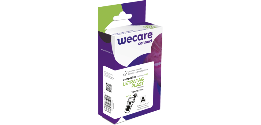 Pack de 2 consommable étiqueteuse WECARE - standard - Noir/Transp. - pour DYMO 12267
