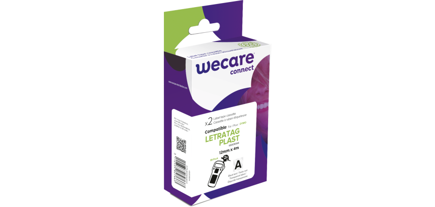 Pack de 2 consommable étiqueteuse WECARE - standard - Noir/Transp. - pour DYMO 12267