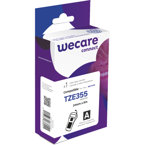 Consommable étiqueteuse WECARE - standard - Blanc/Noir - pour BROTHER TZE-355