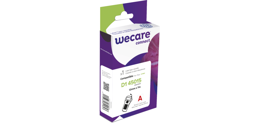 Consommable étiqueteuse WECARE - standard - Rouge/Blanc - pour DYMO 45015